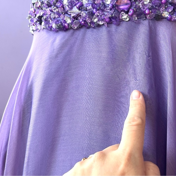 Gorgeous purple sleeveless maxi gown with beads and rhinestones - Picture 8 of 11